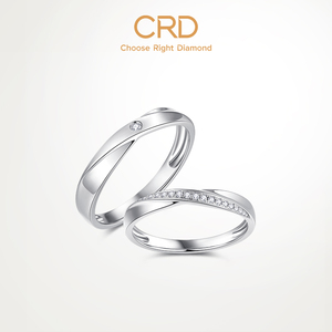 CRD克徕帝钻石情侣款对戒婚戒男女订婚钻戒18K金男士铂金戒指一对