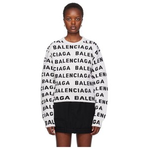 Balenciaga/巴黎世家女士提花羊毛灰白色毛衣 231021ss10018