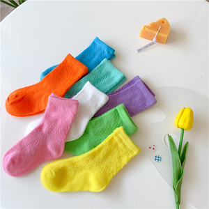 儿童袜子春秋季薄款女童中筒袜堆堆袜彩色糖果色短袜宝宝小童夏天