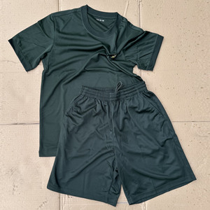 橄榄绿背心短裤体能训练服套装速干运动T恤短裤凉爽透气