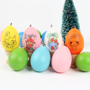 儿童仿真彩色涂鸦鸡蛋手工DIY材料包白坯彩绘装饰卡通复活节彩蛋