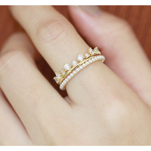 新品 精致镶石二合一皇冠戒指可拆分佩戴满圈指环女款食指戒礼物