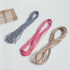DIY礼物包装盒麻绳10米红黑白绑绳日式简约装饰打包绳子铁环丝带