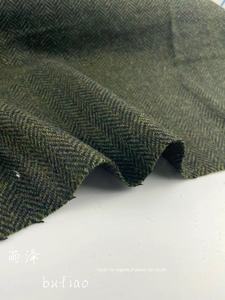 意大利进口 复古墨绿色混彩色细腻人字纹全羊毛时装 套装大衣裤子