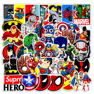 50张漫威卡通英雄人物可爱贴画笔记本电脑水杯吉他手机壳头盔贴纸