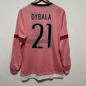 15-16尤文球衣客场粉色迪巴拉博格巴C罗长短袖队服复古足球训练服