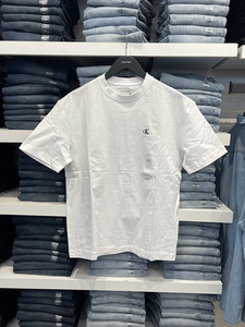 Calvin Klein/CK 男士纯棉宽松休闲圆领刺绣标纯色短袖T恤