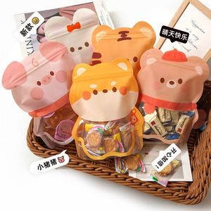 5枚 卡通小兔小熊造型礼品袋立式包装袋节日糖果袋饼干袋食品袋