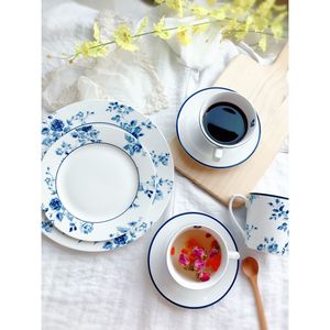 出口英国罗兰水墨青花原单陶瓷釉下彩西餐具牛排盘平盘碗咖啡杯碟