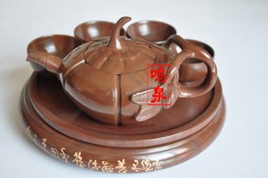 木鱼石茶具功夫茶具硕果茶壶，天然木鱼石整石制作杯子水杯，石壶