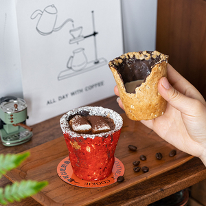 可以吃的杯子巧克力燕麦曲奇杯牛奶草莓咖啡杯创意网红零食咖啡店
