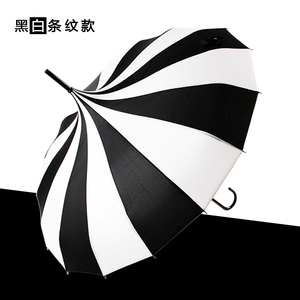 16骨经典黑白条纹宝塔伞女创意个性长柄复古公主遮阳伞晴雨伞包邮