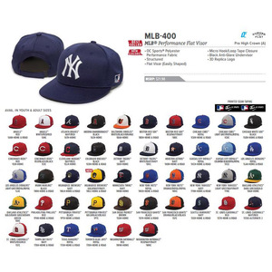 MLBTEAM OC SPORTS MLB400球迷版可调节平檐弯檐棒球帽圆顶运动