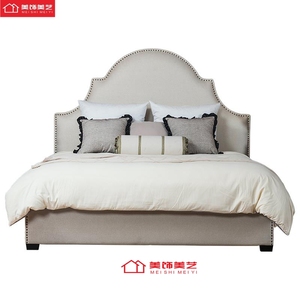 法式软包双人床主卧婚床现代简约经济型美式床实木头1.8米布艺