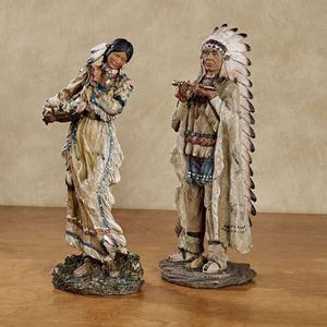 玩品 进口美国传统部落印第安人首领妇女雕像雕塑摆件摆设装饰品