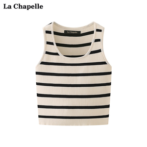 拉夏贝尔/La Chapelle夏季新款宽肩带内搭背心吊带女短款针织上衣