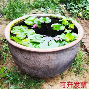 老式大水缸储水家用陶瓷大号养鱼瓦缸粗陶缸陶土小瓷睡莲盆陶瓷缸