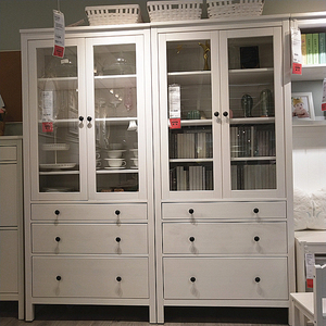 西安宜家国内代购汉尼斯玻璃门书柜三抽屉斗柜整理收纳柜橱柜餐柜