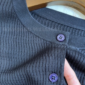 原厂高端 真丝针织也可以做得很出色 黑蓝真丝针织衫 100%桑蚕丝