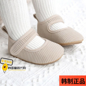 韩国代购婴儿宝宝学步鞋春夏软底防滑布鞋浅口搭扣步前鞋外出鞋