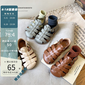 韩版儿童博肯凉鞋夏季女童罗马鞋包头镂空男童沙滩鞋防滑宝宝童鞋