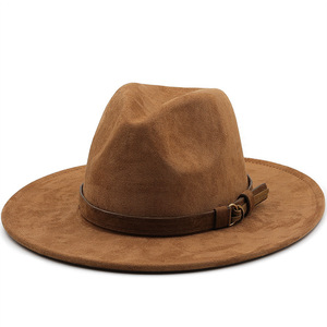 西部牛仔帽美式帽子藏族礼帽人造麂皮绒美式遮阳帽男女西藏草原帽