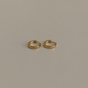 包邮 LL2 韩国代购 925银 做旧小香风香奶奶风菱格纹圆圈耳环耳圈