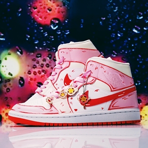 Nike 耐克 Air Jordan1 Mid 定制球鞋二次元美少女战士手绘篮球鞋