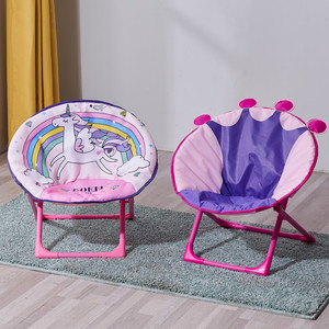 儿童月亮椅防滑靠背椅可折叠宝宝家用学习便携座椅加厚遮阳小凳子