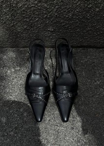 bohemian韩国正品代购24夏款设计师品牌尖头复古漏跟低跟时尚凉鞋