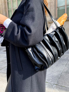 Alice Martha韩国设计师品牌22冬新款正品代购单肩手提褶皱公文包