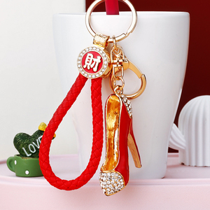 可爱韩国创意高档水钻高跟鞋汽车钥匙扣女包挂件钥匙链圈精致礼品