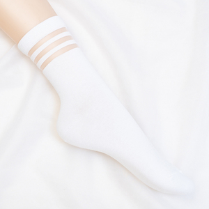 特价WEGO运动风短袜夏季薄款字母潮中筒袜玻璃丝拼接袜子女透气