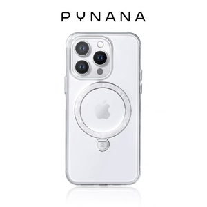PYNANA翡娜娜流光舞曲全透明自带磁吸支架手机壳适用于苹果15promax保护套15Pro施华洛世奇水钻贝母Magsafe