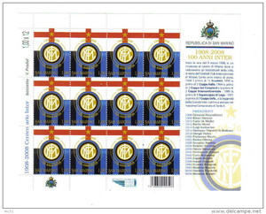 圣马力诺2008年意大利国际米兰足球俱乐部建队百年纪念邮票小版张