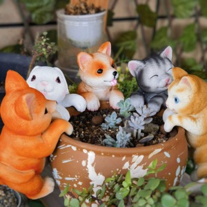 花盆鱼缸可爱仿真小动物挂件猫咪迷你树脂装饰品阳台庭院花园摆件