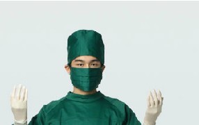 护士帽 手术室帽 抗菌纯棉圆帽 口罩 墨绿色