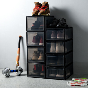 前开门加厚翻盖透明塑料鞋盒篮球鞋盒高帮鞋墙收藏展示鞋架鞋柜子