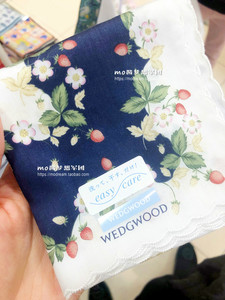 日本代购 WEDGWOOD 小野莓全棉印花定形手帕 手巾