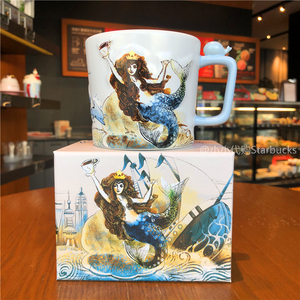 正品星巴克杯子2023春季周年庆海洋女神浮雕马克杯咖啡杯水杯礼盒