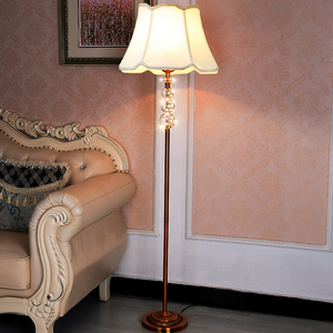 复古铜色美式落地灯欧式仿古客厅卧室K9水晶立式台灯拉线调光遥控