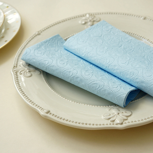 【亲爱的】浅蓝德国IHR压花餐巾纯色纸巾1包16张家用婚宴午餐纸巾