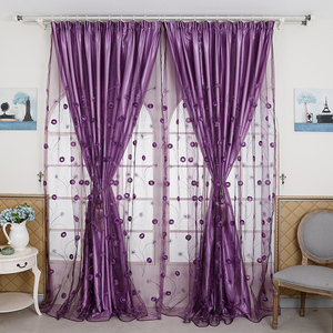 紫色欧式绣花窗帘纱帘半遮光客厅卧室阳台书房粉色蕾丝公主特价