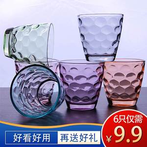 彩色耐热无铅透明玻璃杯家用套装雨点杯子茶杯啤酒杯果汁酒杯水杯