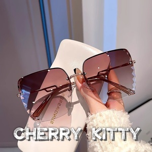 Cherry Kitty韩国无框方形太阳镜女款高级感气质透明浅色墨镜眼镜