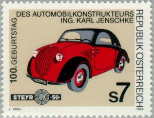奥地利 1999 汽车设计师卡尔·杰斯卡诞生100周年1全新外国邮票