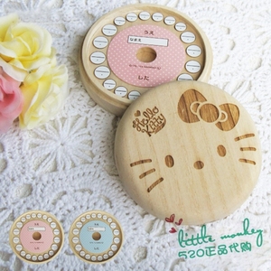日本代购 HelloKitty凯蒂猫 可爱木制乳牙收纳盒 儿童牙齿收纳盒