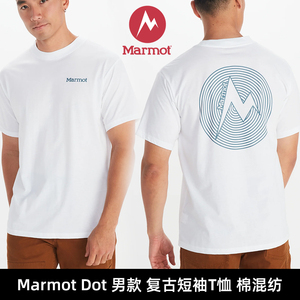 Marmot土拨鼠Dot男款短袖T恤棉混纺户外徒步休闲通勤舒适耐磨透气
