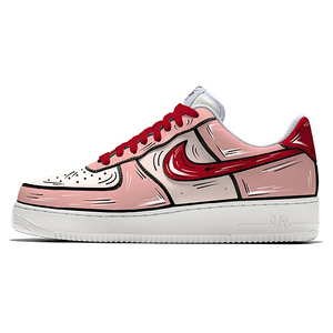 Nike耐克Air Force1空军球鞋定制情人节红粉二次元描边男女板鞋