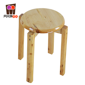 实木简约田餐椅柏木圆凳可重叠小板凳家用换鞋凳成人椅子梳妆凳